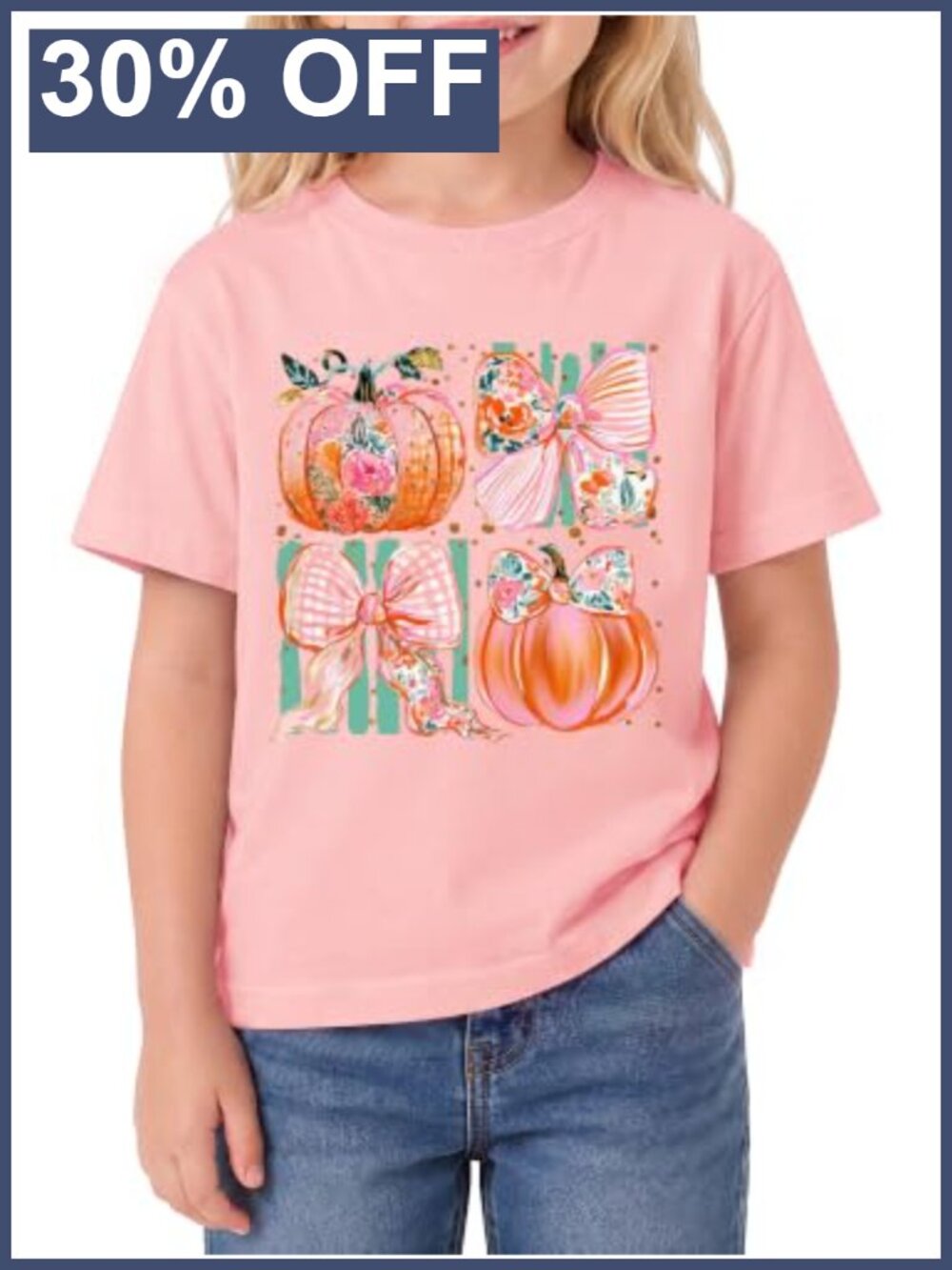 Halloween T Shirt for Girls Cute Pumpkin Ghost Bat Bow Cotton Tee